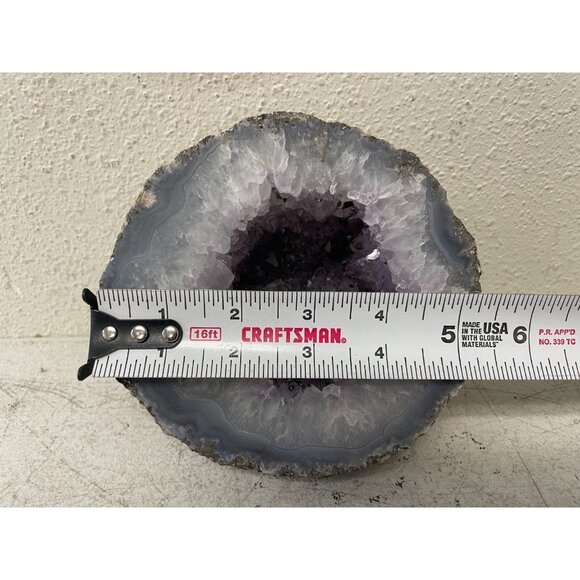 Agate Amethyst Geode Mineral Rock Half 5.5”X5” - Picture 4 of 5